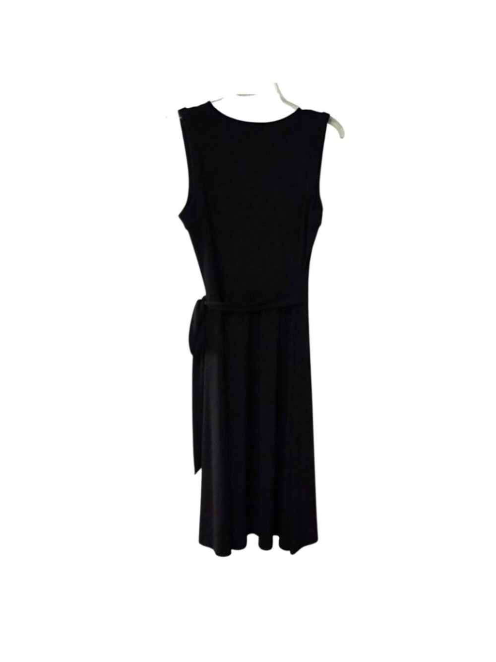 Balletcore Sleeveless Black Dress Women's M Faux Wrap Fit & Flare Minimalist - Picture 10 of 16